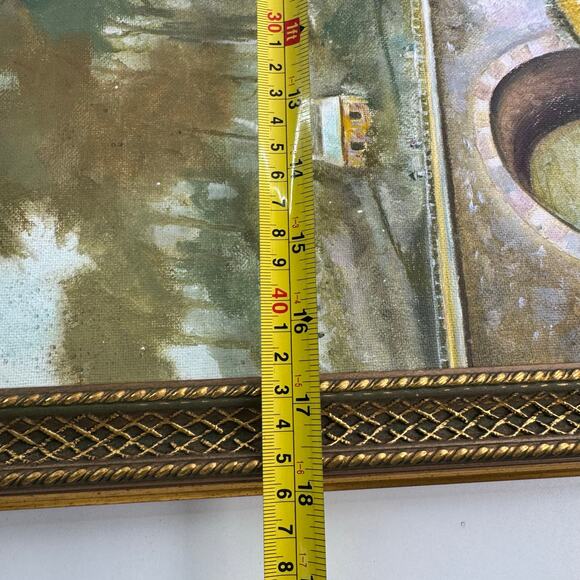 Vintage Oil Painting On Canvas Framed 16 x 20 Village Original Artist Letarte - Picture 8 of 9